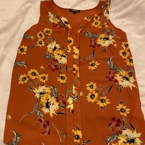 Express Mixed Media Floral Tank Blouse